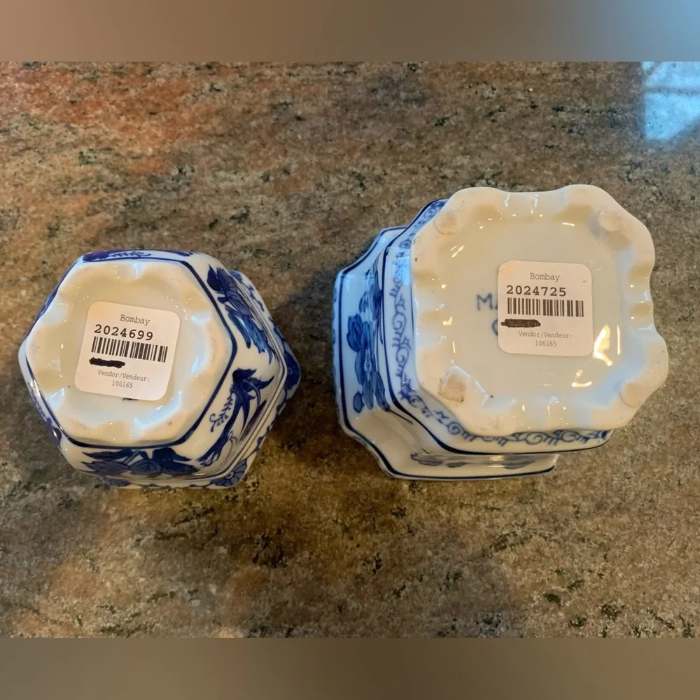 Bombay of China Cobalt Blue & White Candle holders